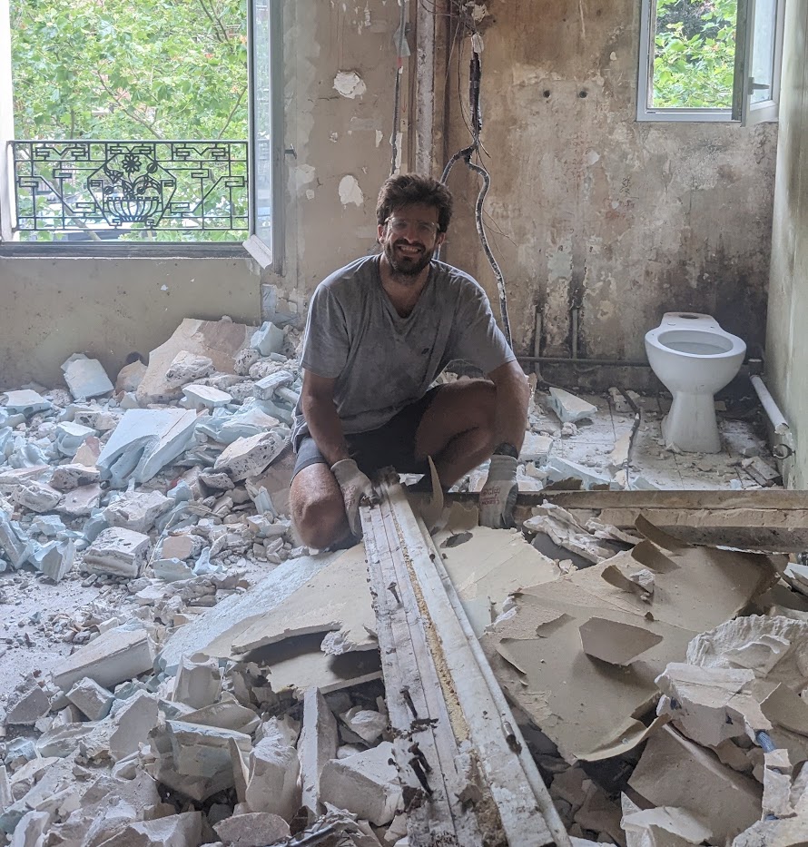 Benjamin Vaysse sur un chantier